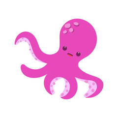 Isolated kawaii octopus animal. Sea life Ve