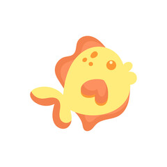Isolated kawaii fish animal. Sea life Vector