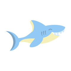 Isolated kawaii shark animal. Sea life Vector
