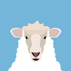 Sheep on a blue background.