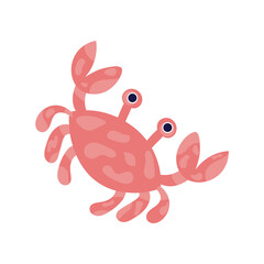Isolated kawaii crab anima. Sea life Vector illustration