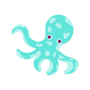 Isolated kawaii octopus animal. Sea life Ve