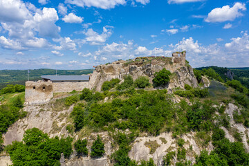 Fototapeta na wymiar Aerial panoramic view of Fortress in Sirok in the Matra Mountain, Hungary