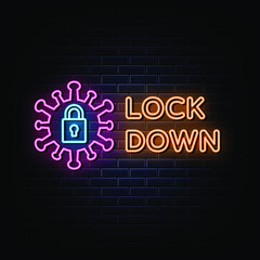 Obraz premium Lock down neon sign vector. sign symbol