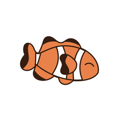 Isolated kawaii fish animal. Sea life Vector