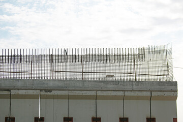 Construction of a new highway. A viaduct support at the manufacturing stage.