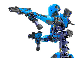 super robot in action with double gun pose