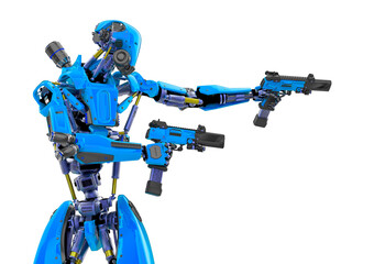 super robot in double gun pose