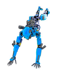 super robot is doing parkour