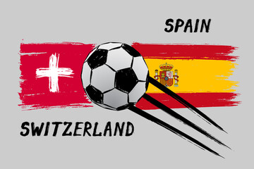 Flags of Switzerland and Spain - Icon for football championship qualify - Grunge