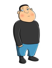 Fat Boy Looking Cartoon Character