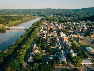 View of the Juniata River and town of Newport, Pennsylvania