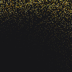 Star Sequin Confetti on Transparent Background. Vector Gold Glitter. Falling Particles on Floor. Isolated Flat Birthday Card. Golden Stars Banner. Christmas Party Frame. Voucher Gift Card Template.