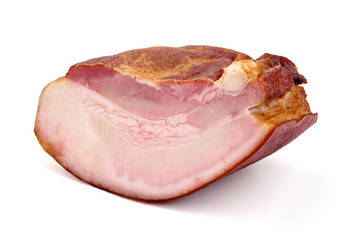 Smoked pork loin, isolated on white background. High resolution image.