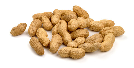 Peanuts, isolated on white background. High resolution image.