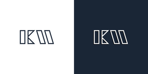 Abstract line art initial letters KM logo.