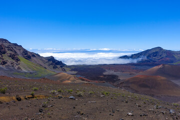 Hiking in the crater / Dormant volcano, Haleakala National Park, Maui island, Hawaii