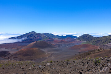 Hiking in the crater / Dormant volcano, Haleakala National Park, Maui island, Hawaii