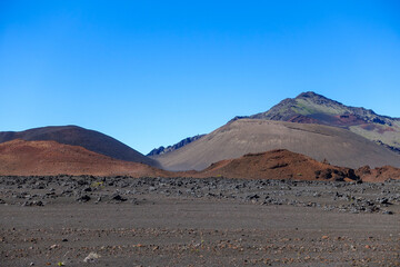 Hiking in the crater / Dormant volcano, Haleakala National Park, Maui island, Hawaii