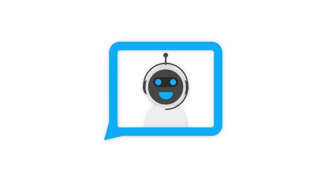 Chatbot icon concept, chat bot or chatterbot. Robot Virtual Assistance Of Website Or Mobile Applications. Motion graphics.
