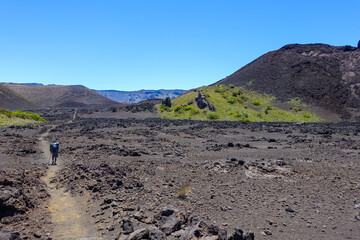 Hiking in the crater / Dormant volcano, Haleakala National Park, Maui island, Hawaii