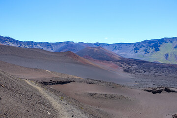 Fototapeta na wymiar Hiking in the crater / Dormant volcano, Haleakala National Park, Maui island, Hawaii
