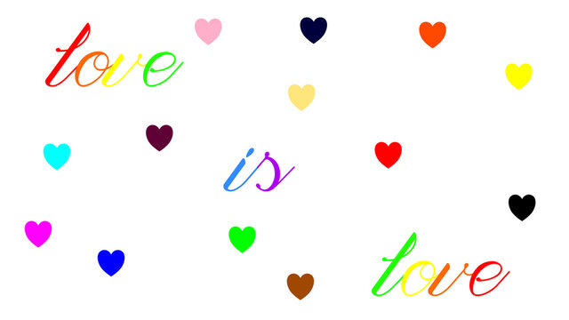 love is love handlettering colorful hearts lgbt