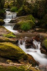 Beautiful water stream in Gresso river Portugal