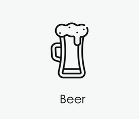 Beer vector icon. Editable stroke. Symbol in Line Art Style for Design, Presentation, Website or Apps Elements, Logo. Pixel vector graphics - Vector