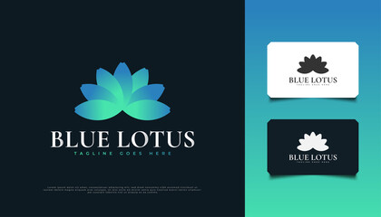 Elegant Blue Lotus Flower Logo Design, Suitable for Spa, Beauty, Florists, Resort, or Cosmetic Product Identity