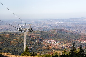 Fototapeta premium Poland, cable car to the top of the mountains