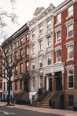 Fototapeta na wymiar Residential buildings on 10th Street at Tompkins Squre, East Village, New York City