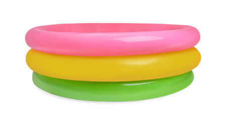 Colorful inflatable rubber pool isolated on white