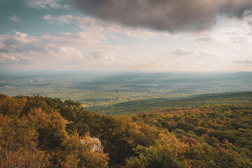 View of autumn color in the Shawangunk Mountains, from Sams Point, Minnewaska State Park, New York