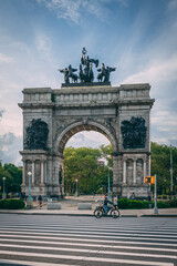 A large stone arch with statues on top, Grand Army Plaza, Brooklyn, New York