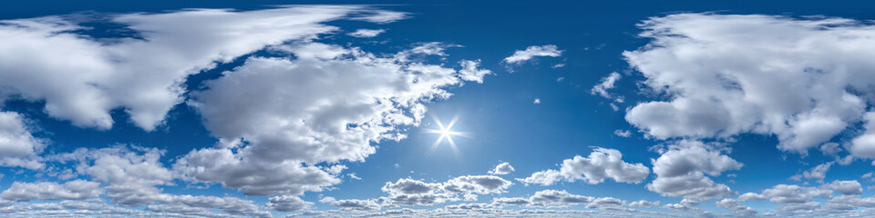 clear blue sky with white beautiful clouds. Seamless hdri panorama 360 degrees angle view  with...