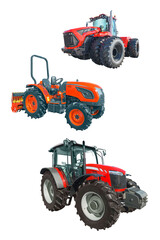 agricultural machinery for use in various areas of modern production. Isolated on white