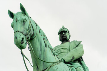 Kaiser Wilhelm i. statue isolated on a horse - obrazy, fototapety, plakaty