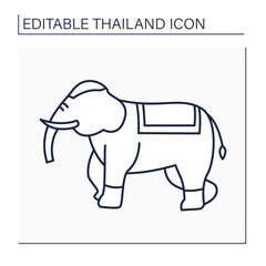 Elephant line icon. Thai official national animal. Country symbol. Entertainment for tourists.Thailand concept. Isolated vector illustration. Editable stroke