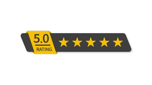 Stars rating. Customer review with gold star icon. Motion graphics.