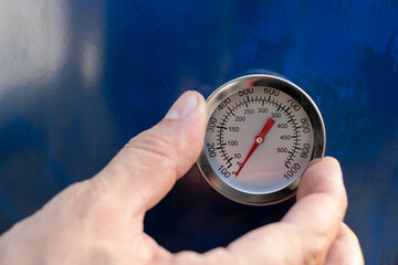 Circular Temperature gauge thermometer mounting installation process in for measuring hot and steam temperature