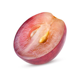 Red grape slices isolated on white. Full depth of field.
