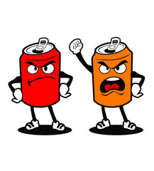 canned drinks mascot cartoon in vector