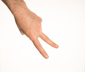 Hand Gesture and Position White Background Caucasian Middle Age Man Photograph Set 