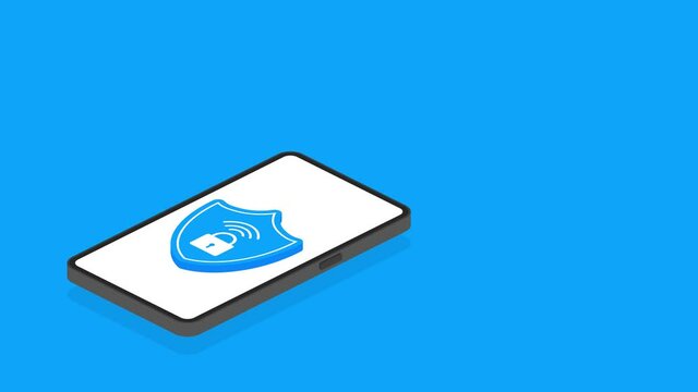 VPN flat blue secure label on white background. Motion graphics.