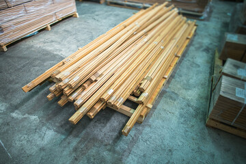 wooden battens in wood production factory