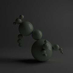 3d rendering of abstract three balls, on gray background