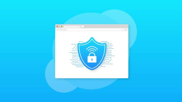 VPN flat blue secure label on white background. Motion graphics.