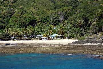 Resort on the beach, at the edge of the jungle, on an island in Fiji