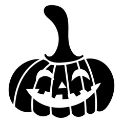 Black pumpkin. Jack o lantern. The creepy scary pumpkin for Halloween. Vector illustration